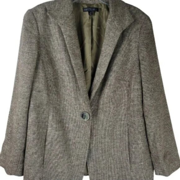 Lafayette 148 New York Tweed Wool Blend Blazer Womens Brown Jacket Size 14 - Picture 3 of 11